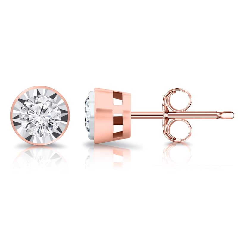 Auriya 14k Gold 5/8ctw Round Diamond Stud Earrings Bezel-set (G-H, I1-I2)