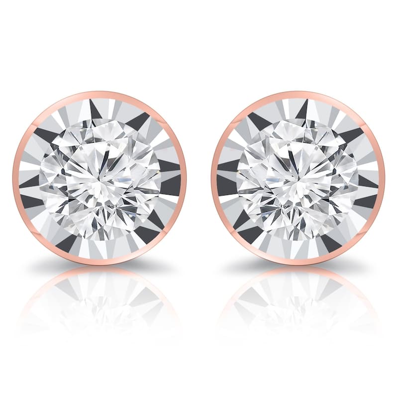 Auriya 14k Gold 5/8ctw Round Diamond Stud Earrings Bezel-set (G-H, I1-I2)