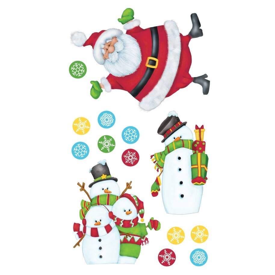 Santa & Friends Applique Wall Decal Stickers with Penguins, Reindeer, and Snowmen