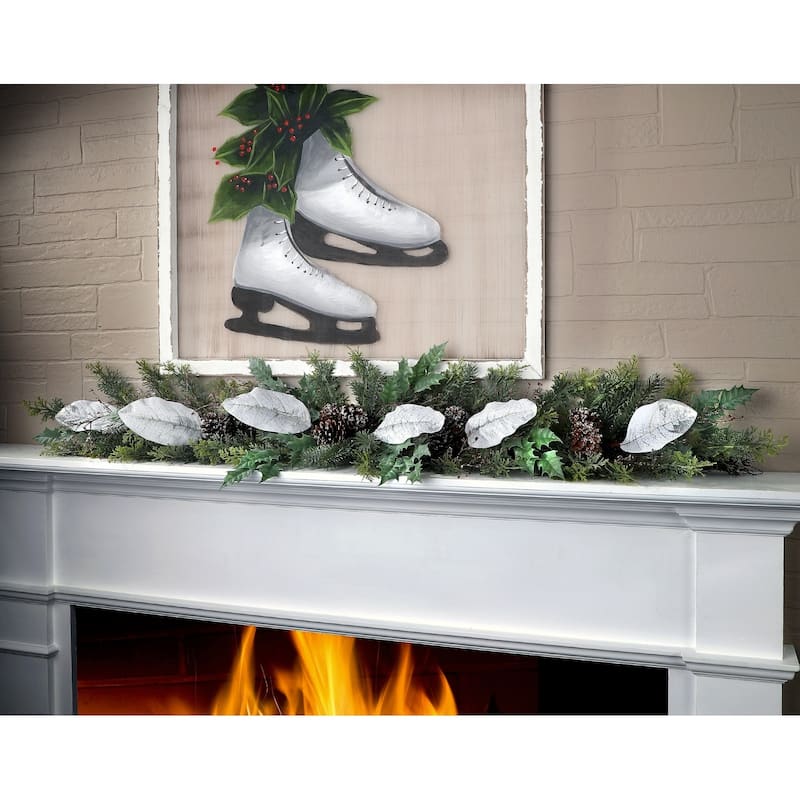 60" Mix Pine/Magnolia Leaf/Large Cone Garland