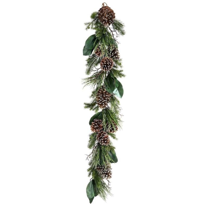 60" Mix Pine/Magnolia Leaf/Large Cone Garland