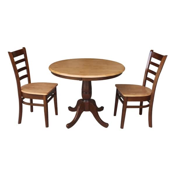 Shop 36 Round Pedestal Dining Table With 2 Emily Chairs 3 Piece