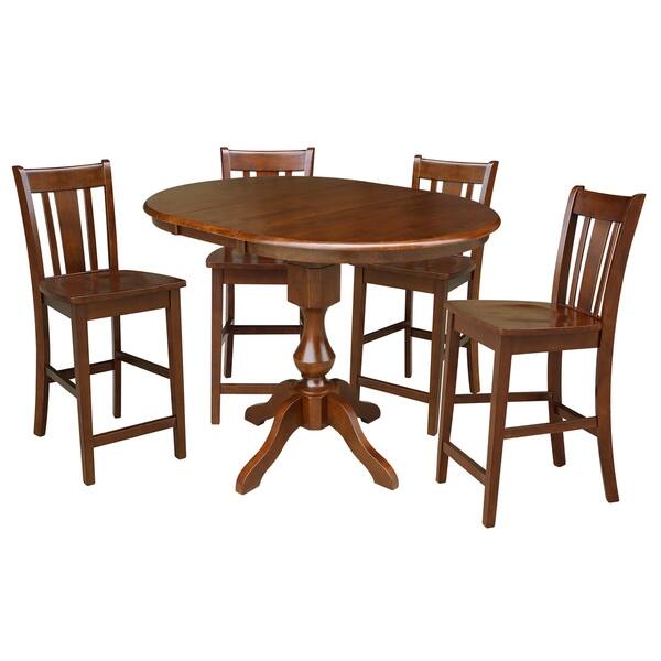 Shop 36 Round Counter Height Dining Table With 12 Leaf And 4 San