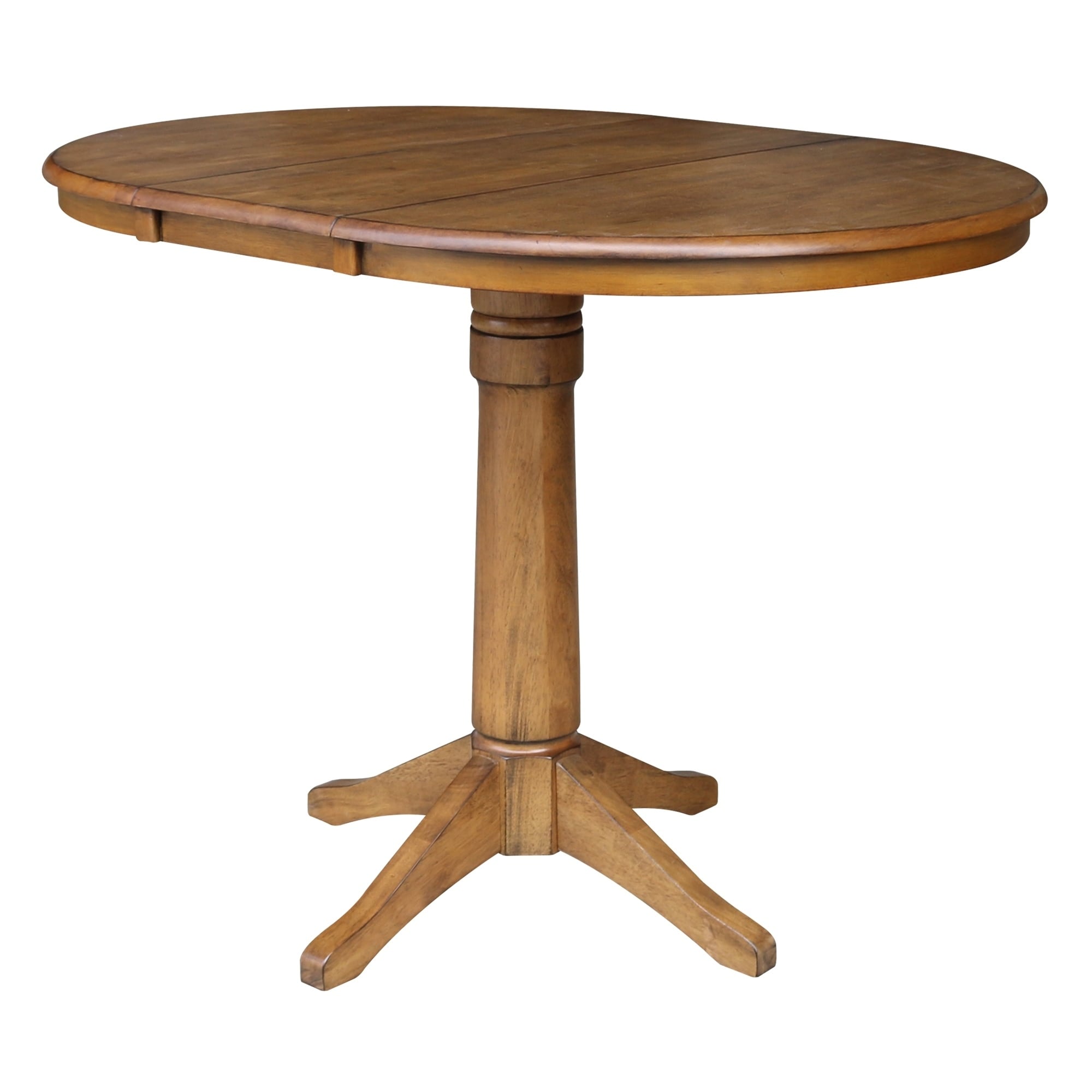 36 Round Pedestal Dining Table With 12 Leaf Pecan Overstock 22815520