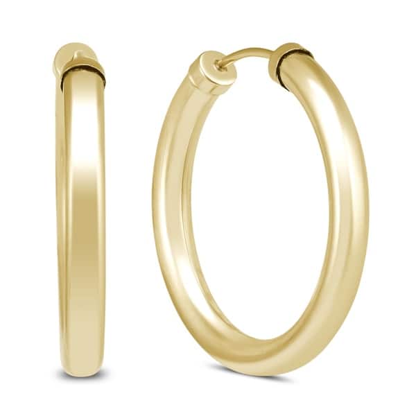 24mm 14k Yellow Gold Filled Endless Hoop Earrings 3mm 24mm 14k Yellow Gold Filled Endless Hoop Earrings 3mm