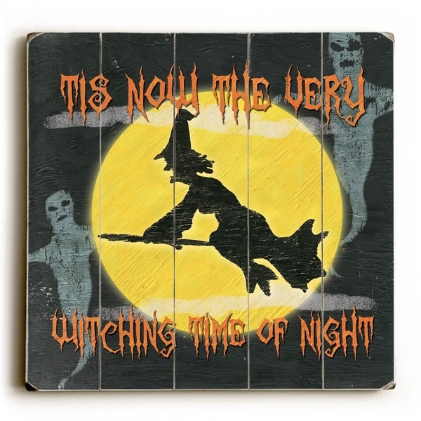 Witching Time of Night - Planked Wood Wall Decor by Debbie DeWitt