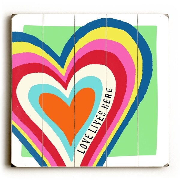 Love Lives Here - Planked Wood Wall Decor by Misty Diller