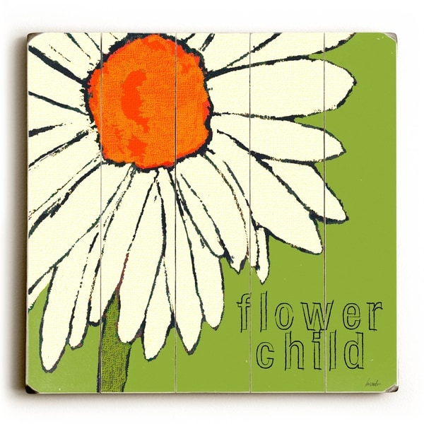 Flower Child - Planked Wood Wall Decor by Lisa Weedn