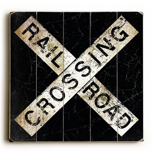 Rail Road Crossing - Planked Wood Wall Decor by Peter Horjus