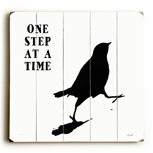 One Step At A Time - Planked Wood Wall Decor by Lisa Weedn