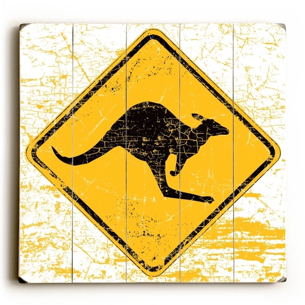 Kangaroo Crossing - Planked Wood Wall Decor by Peter Horjus