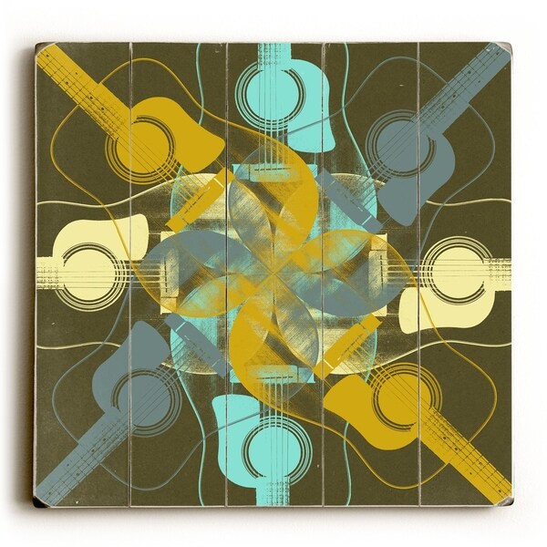 Ultimate Guitar Swirl - Planked Wood Wall Decor by Stella Bradley