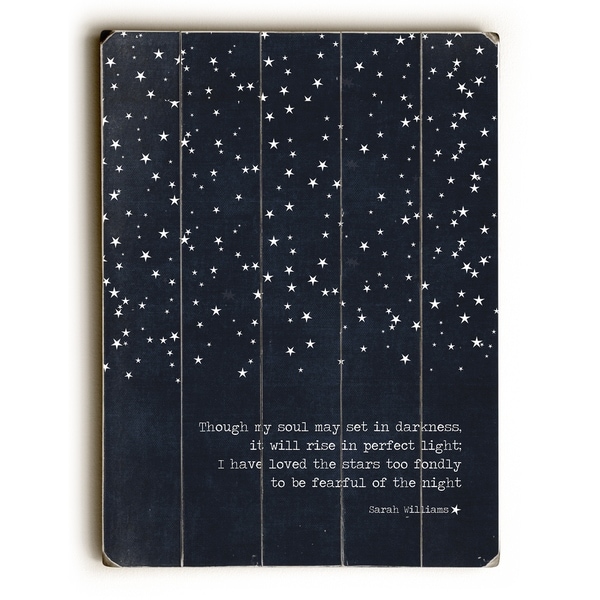 Fearful of the Night - Navy Planked Wood Wall Decor by Cheryl Overton