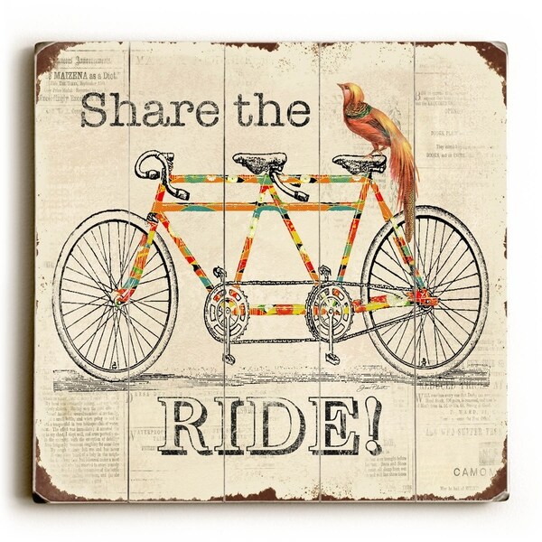 Share the Ride - Planked Wood Wall Decor by Jean Plout