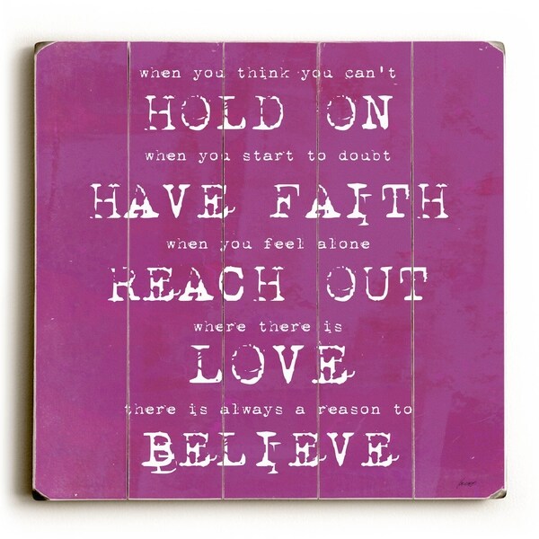 Hold On - Planked Wood Wall Decor by Lisa Weedn