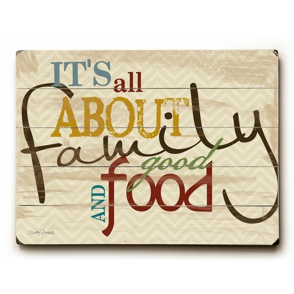 Family Good Food and Fun - 9x12 Solid Wood Wall Decor by Misty Diller - 9 x 12