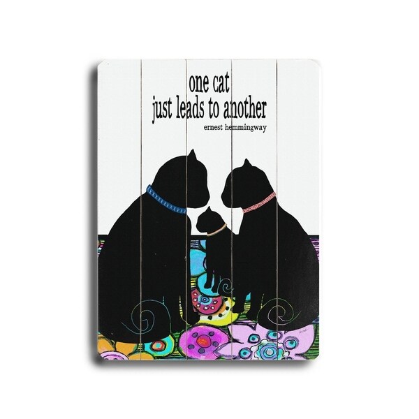 One cat just leads to another - 9x12 Solid Wood Wall Decor by Lisa Weedn - 9 x 12