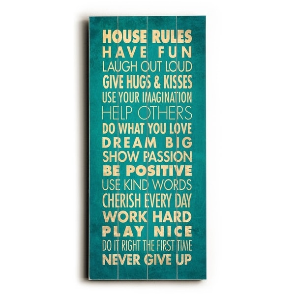 House Rules - Have Fun - Planked Wood Wall Decor by Drew Patterson