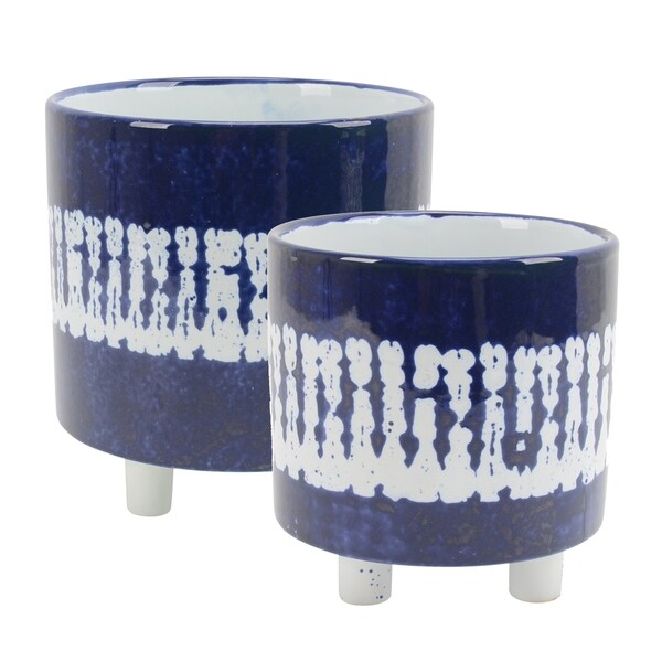 Sagebrook Home S 2 Ceramic Footed Planters 8 5 6 White Blue Sagebrook Home S 2 Ceramic Footed Planters 8 5 6 White Blue Free Shipping Today 22816993