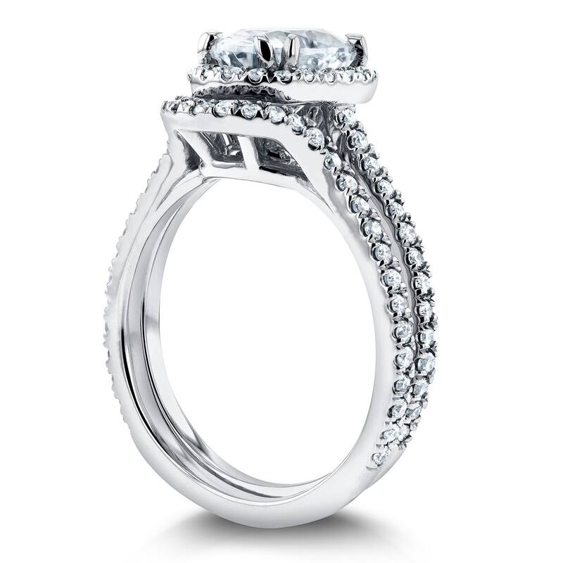 Annello by Kobelli Oval 14k Gold 2ct TGW Moissanite and Lab Grown Diamond Halo Bridal Set (GH/VS, DEF/VS) - Yellow