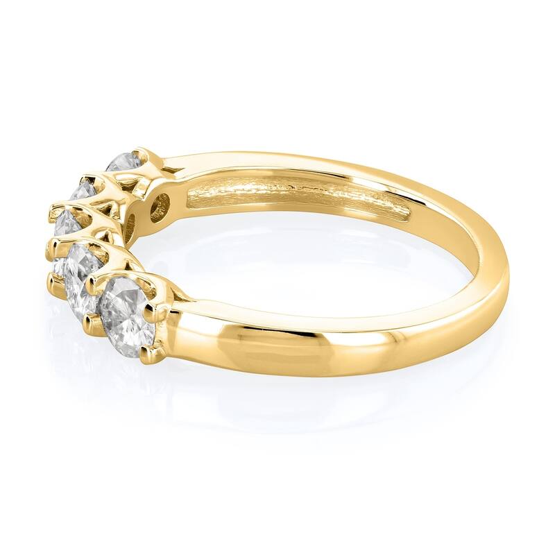 Kobelli 1 Carat Lab Grown Diamond 14k Solid Gold 5-Stone Karina Wedding Ring