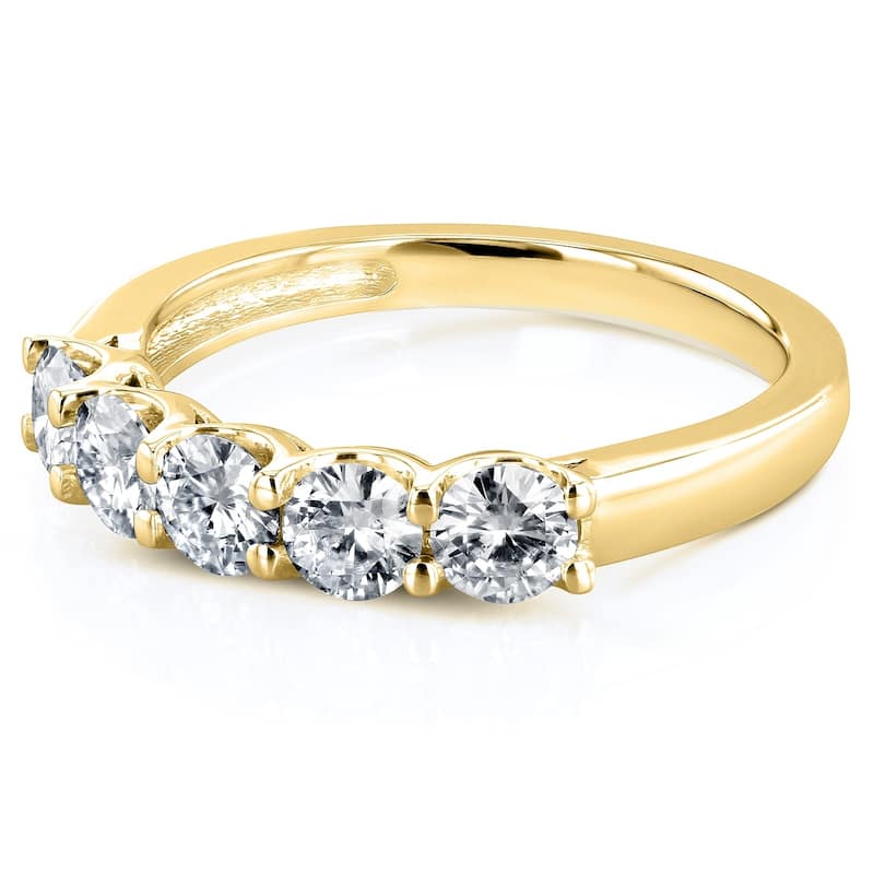 Kobelli 1 Carat Lab Grown Diamond 14k Solid Gold 5-Stone Karina Wedding Ring