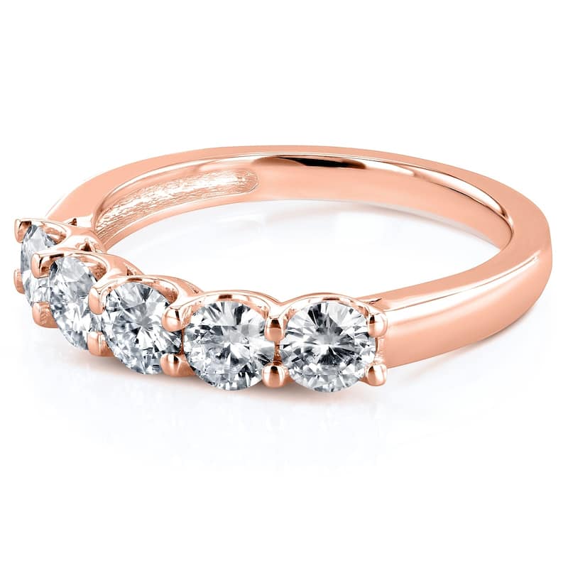 Kobelli 1 Carat Lab Grown Diamond 14k Solid Gold 5-Stone Karina Wedding Ring