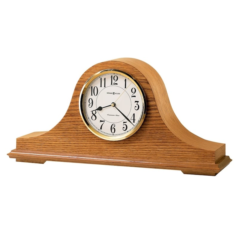 Gold and Brown Wood Chiming Mantel Clock by Howard Miller