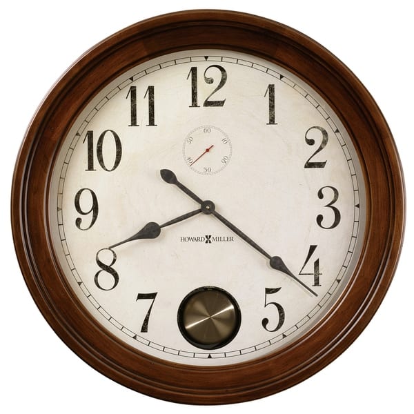 slide 1 of 1, Howard Miller Round Antiqued Wood Gallery Wall Clock
