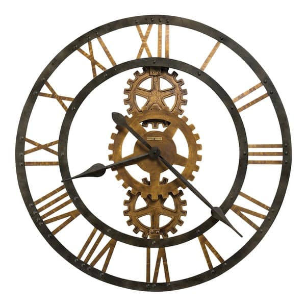 slide 2 of 2, Howard Miller Crosby Industrial, Steampunk, Vintage with a Modern Twist, Statement Wall Clock, Reloj De Pared