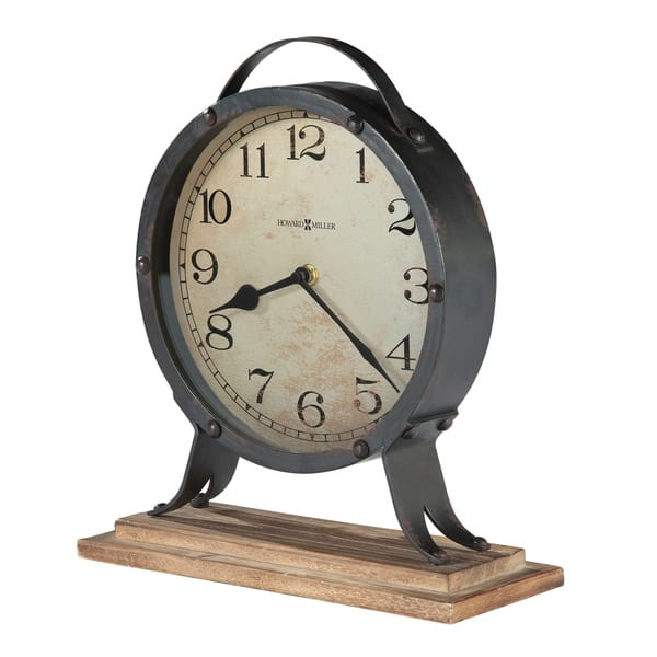 slide 1 of 1, Howard Miller Gravelyn Vintage, Industrial, Old World, and Distressed Style Accent Mantel Clock, Reloj del Estante