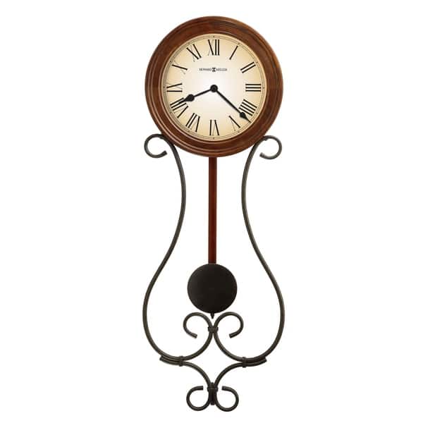 slide 1 of 1, Howard Miller Kersen Rustic, Farmhouse Chic, Industrial, and Transitional Style Wall Clock with Pendulum, Reloj De Pared
