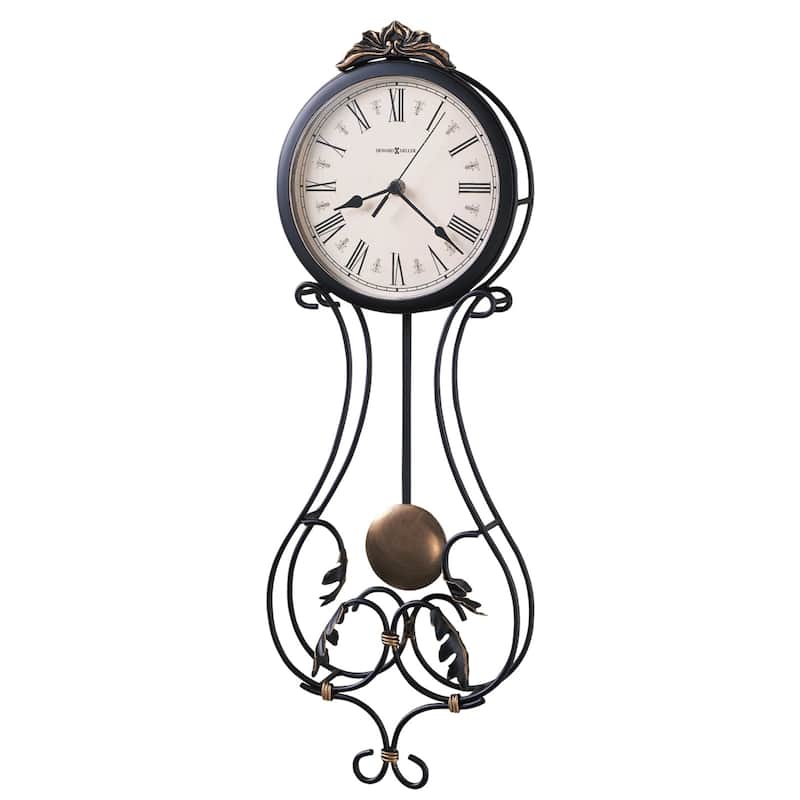 Howard Miller Paulina Elegant, Contemporary, Transitional,Floral and Charming Wall Clock with Pendulum, Reloj De Pared