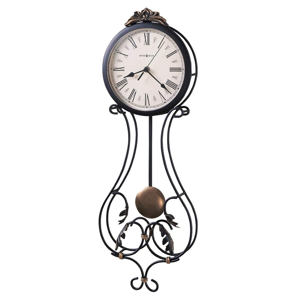 Howard Miller Paulina Elegant, Contemporary, Transitional,Floral and Charming Wall Clock with Pendulum, Reloj De Pared