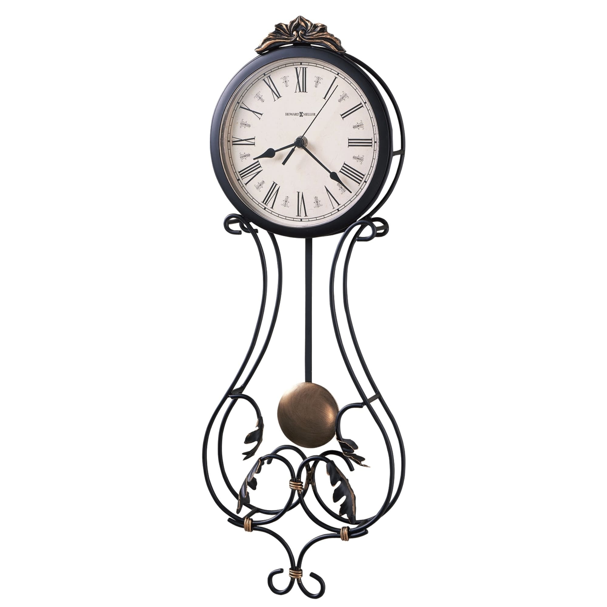 Howard Miller Paulina Elegant, Contemporary, Transitional,Floral and Charming Wall Clock with Pendulum, Reloj De Pared