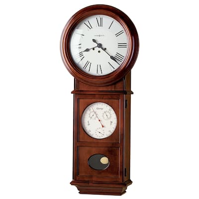 Howard Miller Lawyer II Grandfather Clock Style Chiming Wall Clock with Pendulum, Vintage, Old World, Classic Design