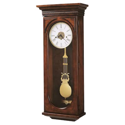 Howard Miller Earnest Grandfather Clock Style Chiming Wall Clock with Pendulum, Vintage, Old World, Classic Design
