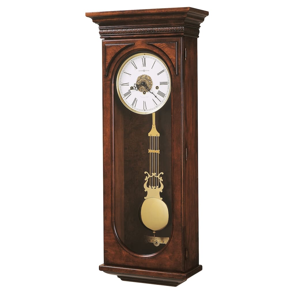 Howard Miller Earnest Grandfather Clock Style Chiming Wall Clock with Pendulum, Vintage, Old World, Classic Design