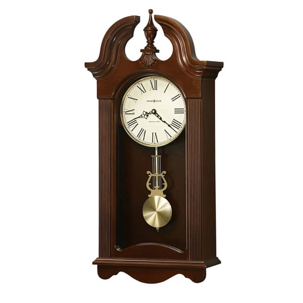 slide 1 of 1, Howard Miller Malia Grandfather Clock Style Chiming Wall Clock with Pendulum, Charming, Vintage, Old World, Classic Design