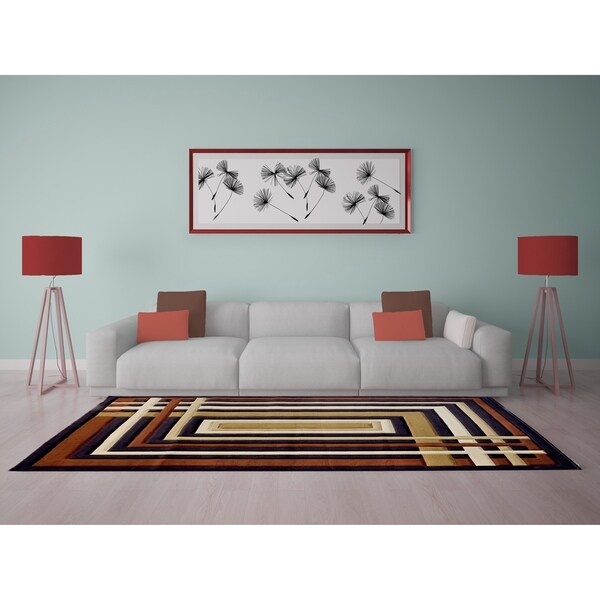 Shop Rug Tycoon Abstract Modern Contemporary Brown Rug 7'11"x9'10