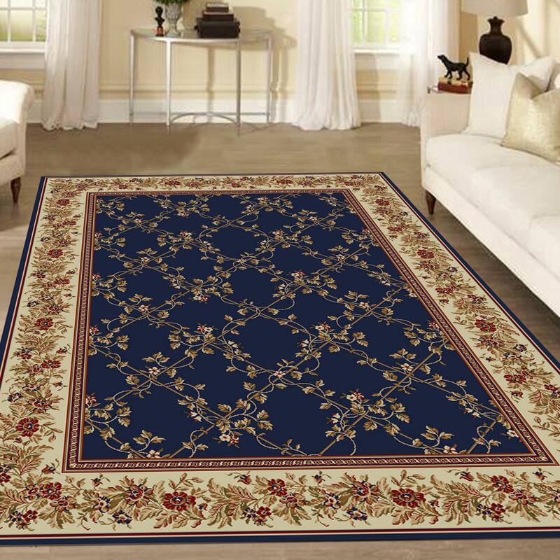 Admire Home Living Amalfi Traditional Floral Trellis Pattern Area Rug