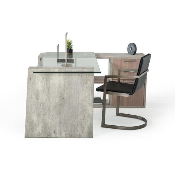 Shop Nova Domus Boston Modern Glass Concrete Desk Free