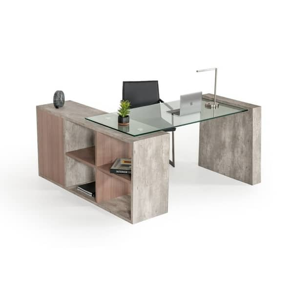 Shop Nova Domus Boston Modern Glass Concrete Desk Free