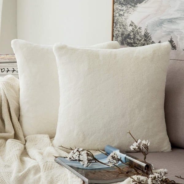 Very Soft Christmas Faux Rabbit Fur Throw Pillow Case Cushion Cover