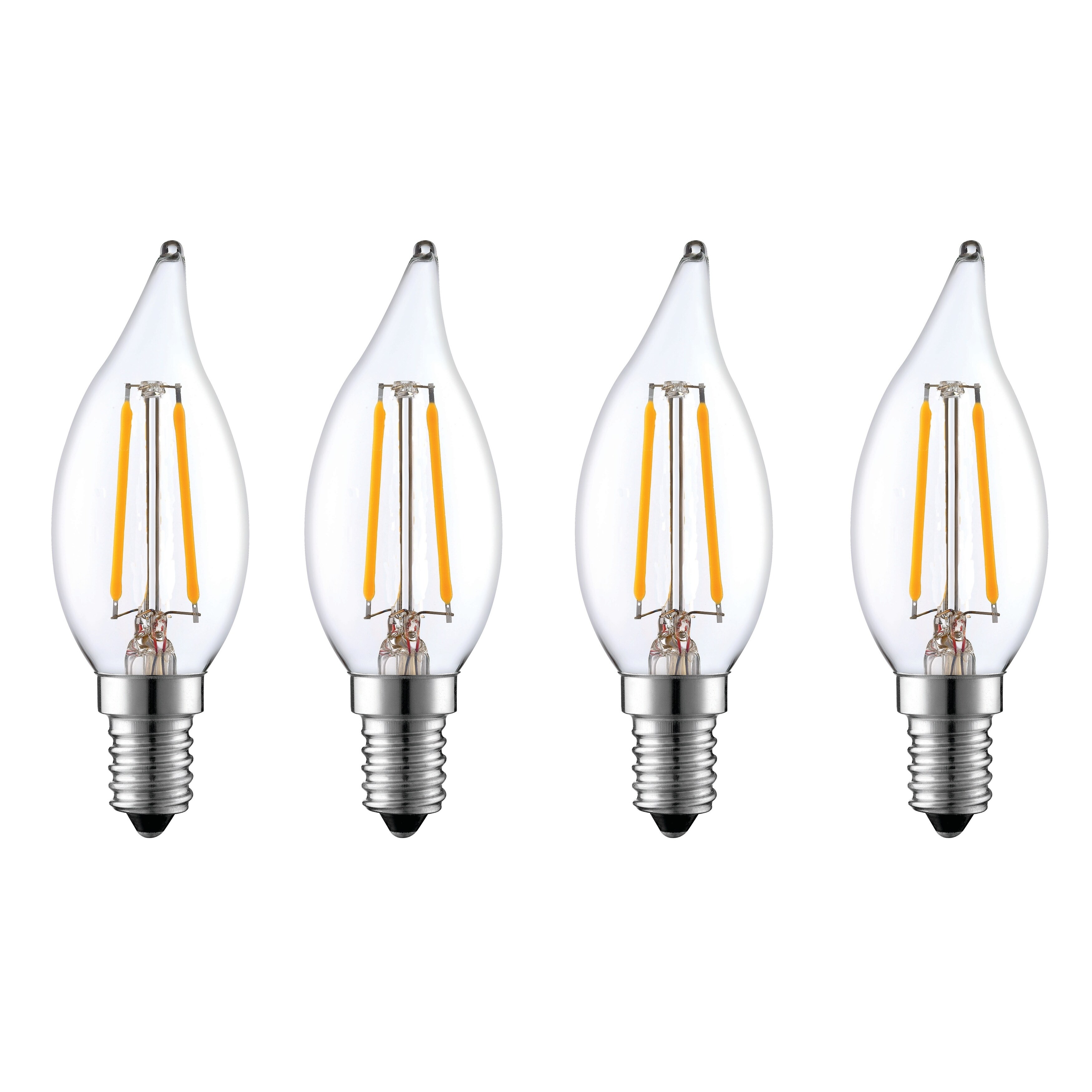 Aspen Brands 2 Watt Clear LED Candleabra Light Bulb 4 Pack