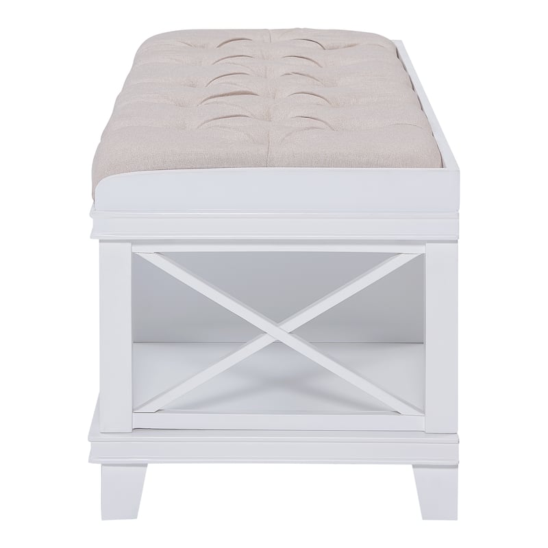 Waggoner White Upholstered Storage Bench