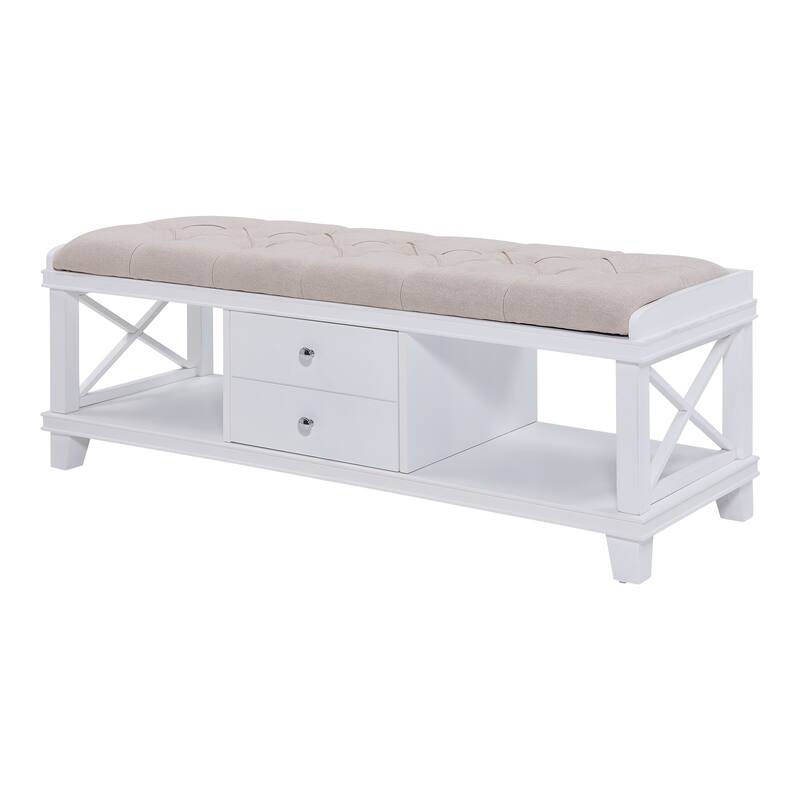 Waggoner White Upholstered Storage Bench
