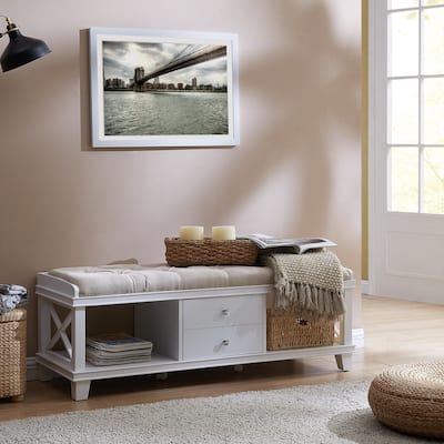 Waggoner White Upholstered Storage Bench