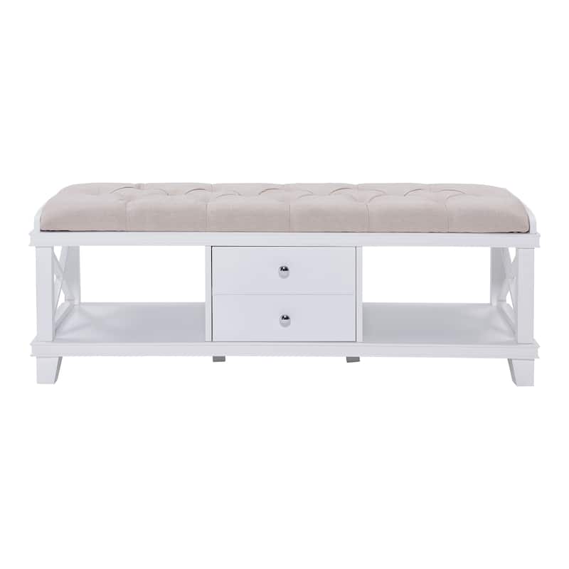 Waggoner White Upholstered Storage Bench