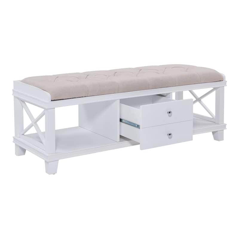 Waggoner White Upholstered Storage Bench